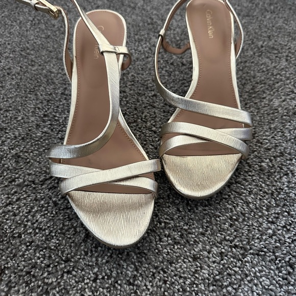 Calvin Klein Gold Strappy Heels - Picture 2 of 6